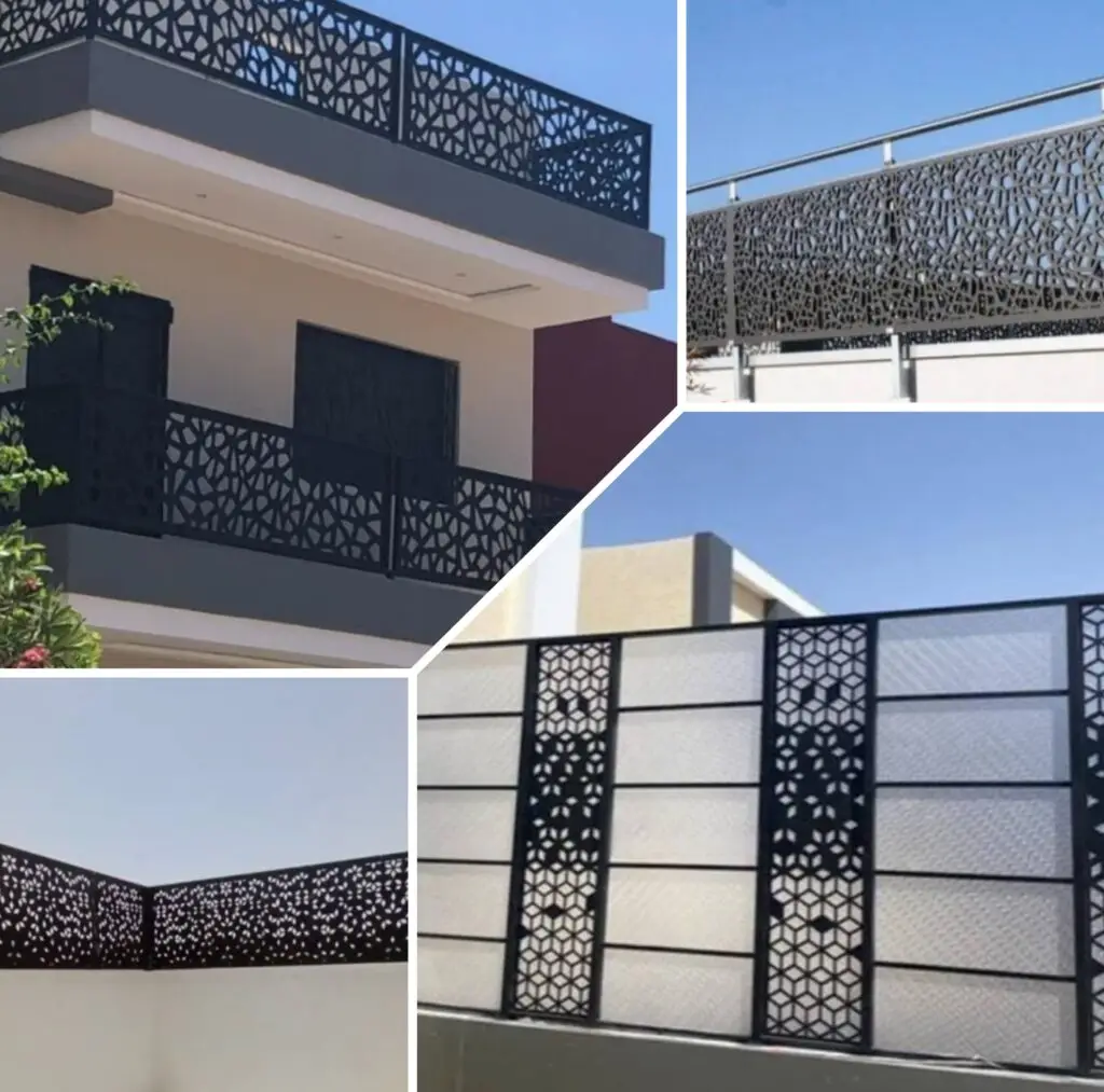 صورة سواتر حديدية عصرية متينة وعالية الجودة، توفر حماية مثالية للمساحات الخارجية مع تصميم حديث وجمالي