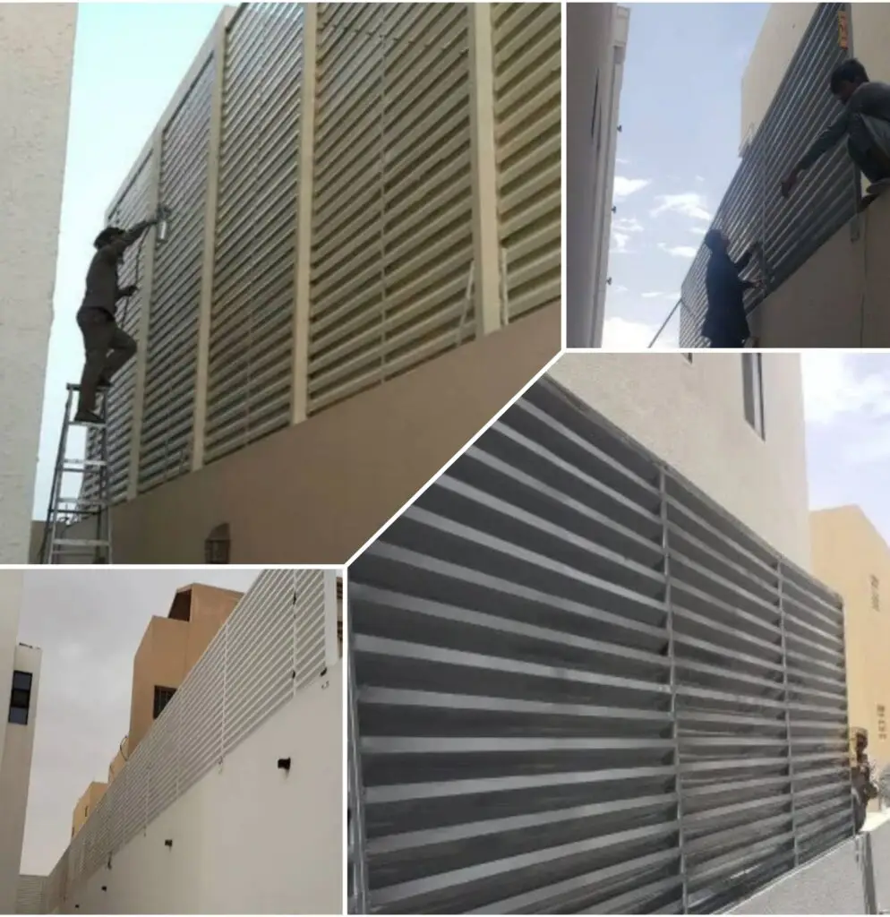 صورة عملية المعاينة والتصميم المخصص لسواتر أو مظلات، لضمان اختيار المواد والتصميم المثالي وحماية المساحات الخارجية