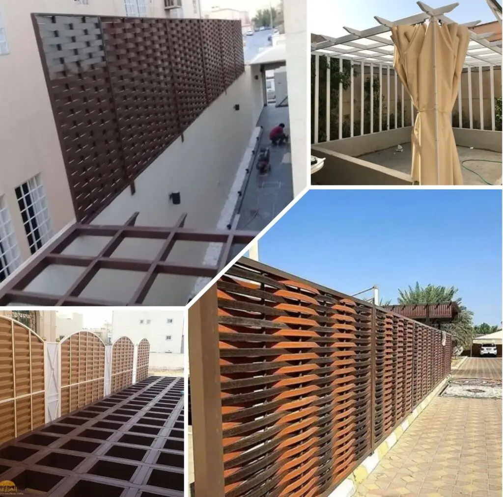 صورة تجهيز المواد والتحضير للتنفيذ لسواتر بلاستيكية، مع التركيز على جودة الهيكل والمتانة قبل التركيب