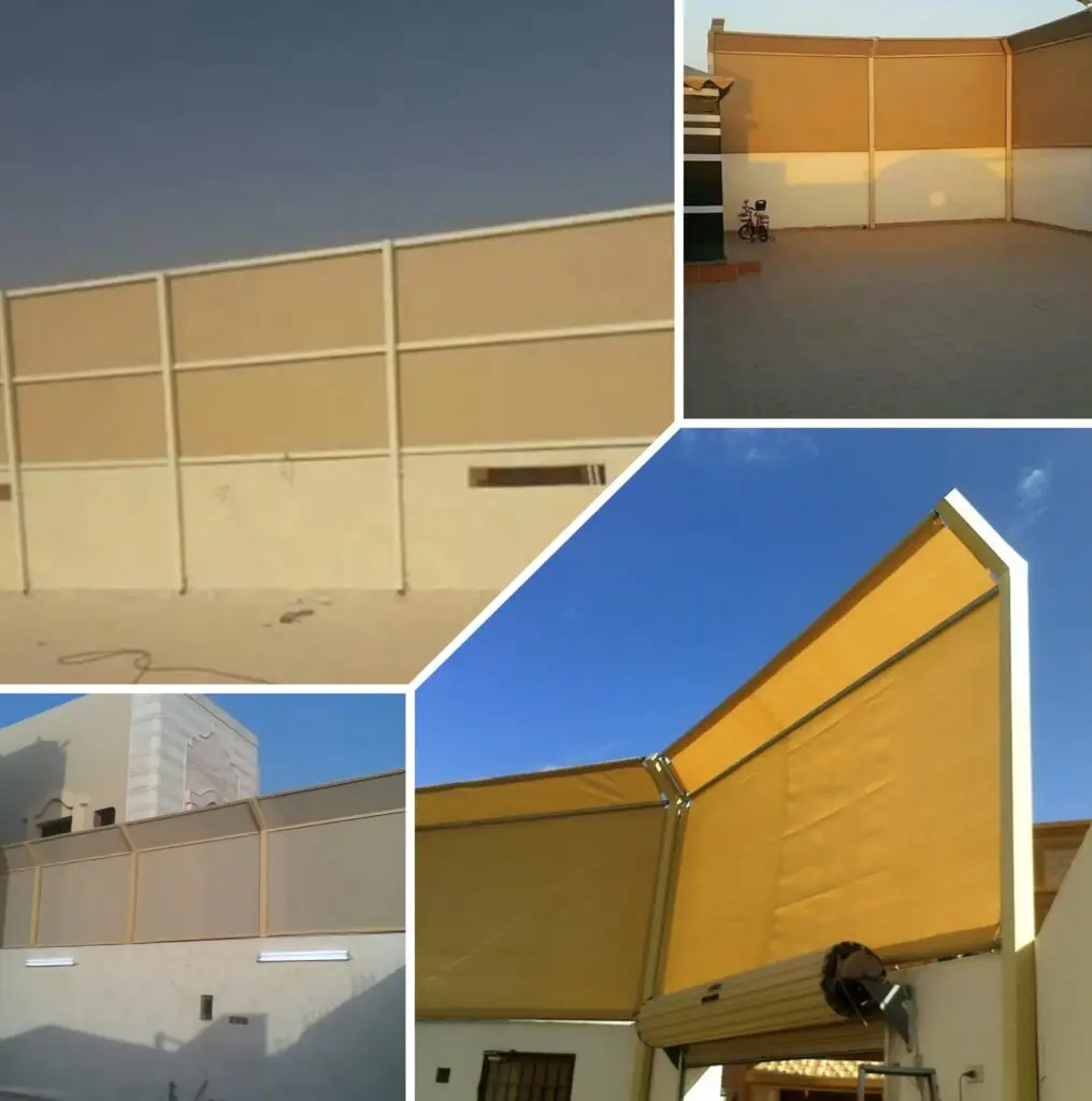 صورة سواتر قماشية متينة وعصرية توفر حماية للمساحات الخارجية من الشمس والعوامل الجوية