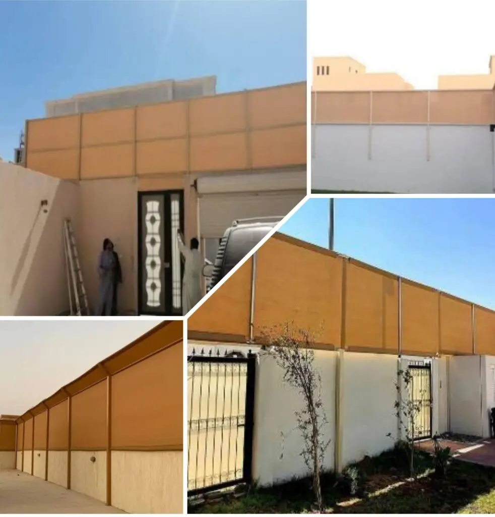 صورة سواتر قماشية مضادة للأمطار والرطوبة، متينة وعصرية، توفر حماية مثالية للمساحات الخارجية