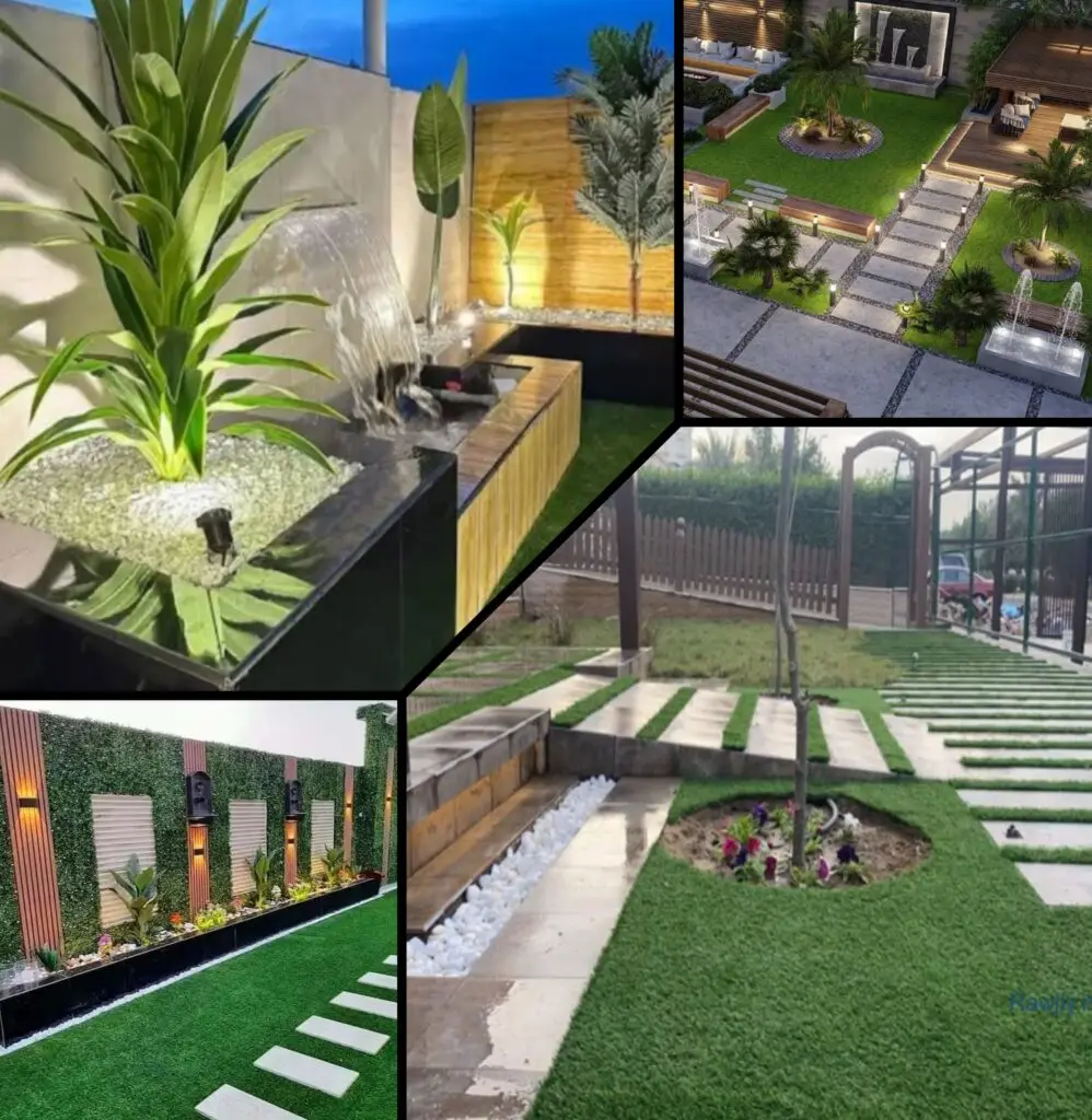 صورة عملية التشطيب والصيانة والمتابعة لحديقة في مكة المكرمة، لضمان جمال وصحة المساحات الخضراء والجلسات الخارجية