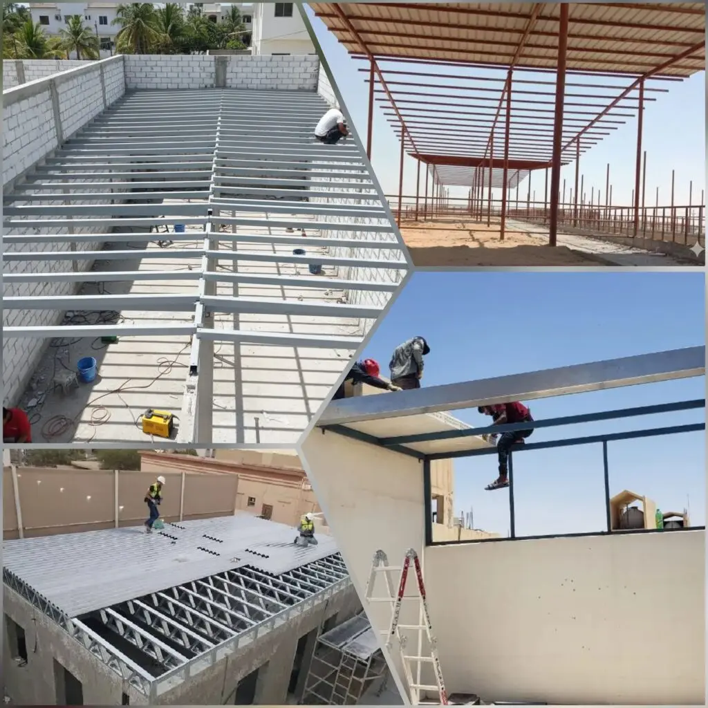 صورة تجهيز موقع وتركيب الهيكل الأساسي لغرفة ساندويش بانل في مكة المكرمة لضمان متانة واستقرار الغرفة