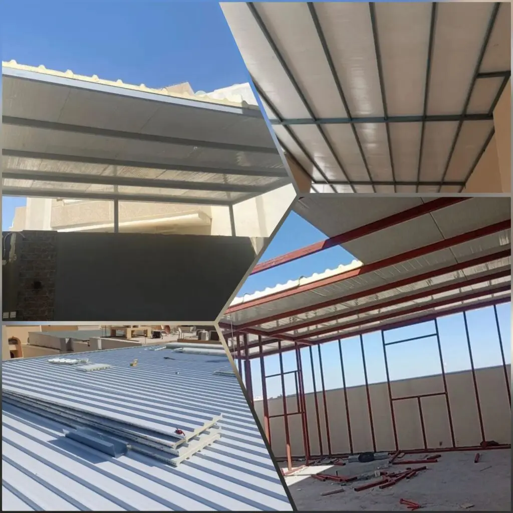 صورة أسطح ساندويتش بانل للأماكن السكنية والفيلات، توفر عزل حراري وصوتي مع تصميم أنيق ومتينة