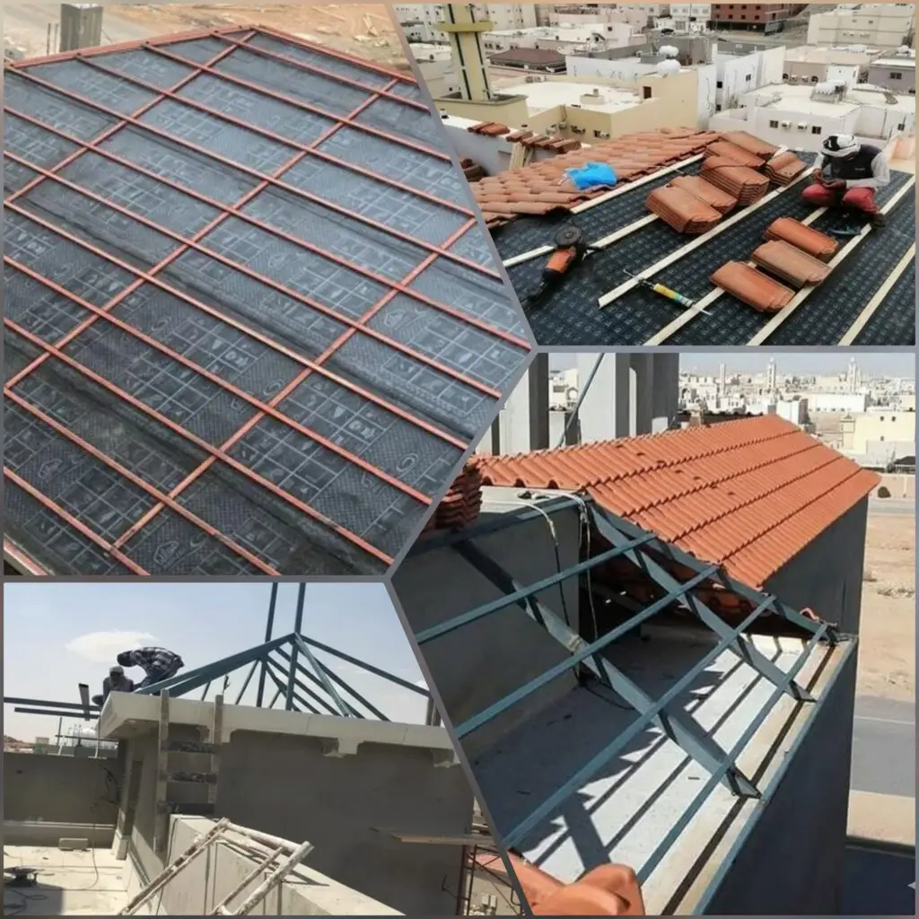 صورة عملية المعاينة وتصميم سقف منزل قبل تركيب القراميد في مكة المكرمة لضمان جودة التصميم والمتانة