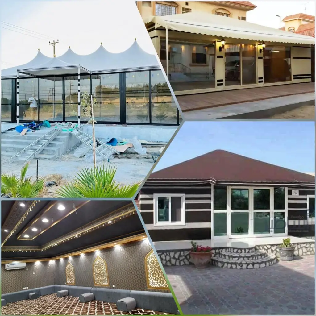 صورة توضيحية لخدمة المتابعة وخدمة ما بعد التركيب لبيوت الشعر الحديثة بواجهات زجاجية لضمان الجودة والدعم الفني