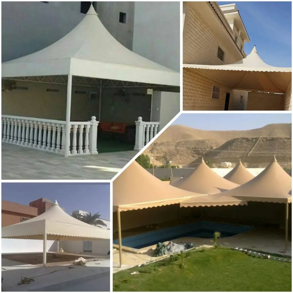 مظلات هرمية بتصميم أنيق للمواقف والساحات في مكة تركيب مظلات هرمية مقاومة لأشعة الشمس والعوامل الجوية مظلات هرمية تضيف لمسة جمالية للمداخل والساحات مظلات هرمية بهياكل قوية وتشطيب عالي الجودة