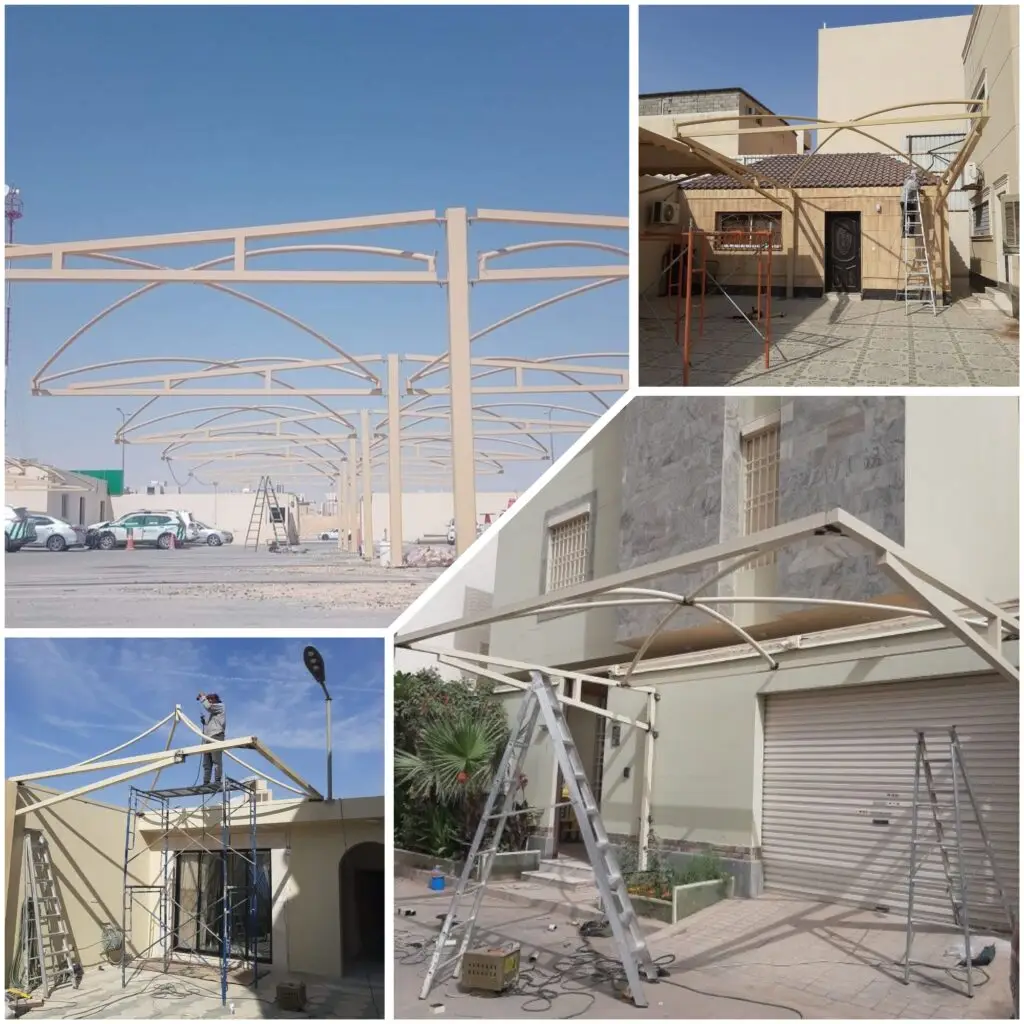 فريق فني يقوم بتحضير الموقع قبل البدء في التركيب تركيب المواد والمكونات وفق التصميمات المحددة بدقة إعداد الأساسات وتجهيز الموقع لضمان ثبات المشروع تنفيذ أعمال التحضير والتركيب باحترافية وجودة عالية