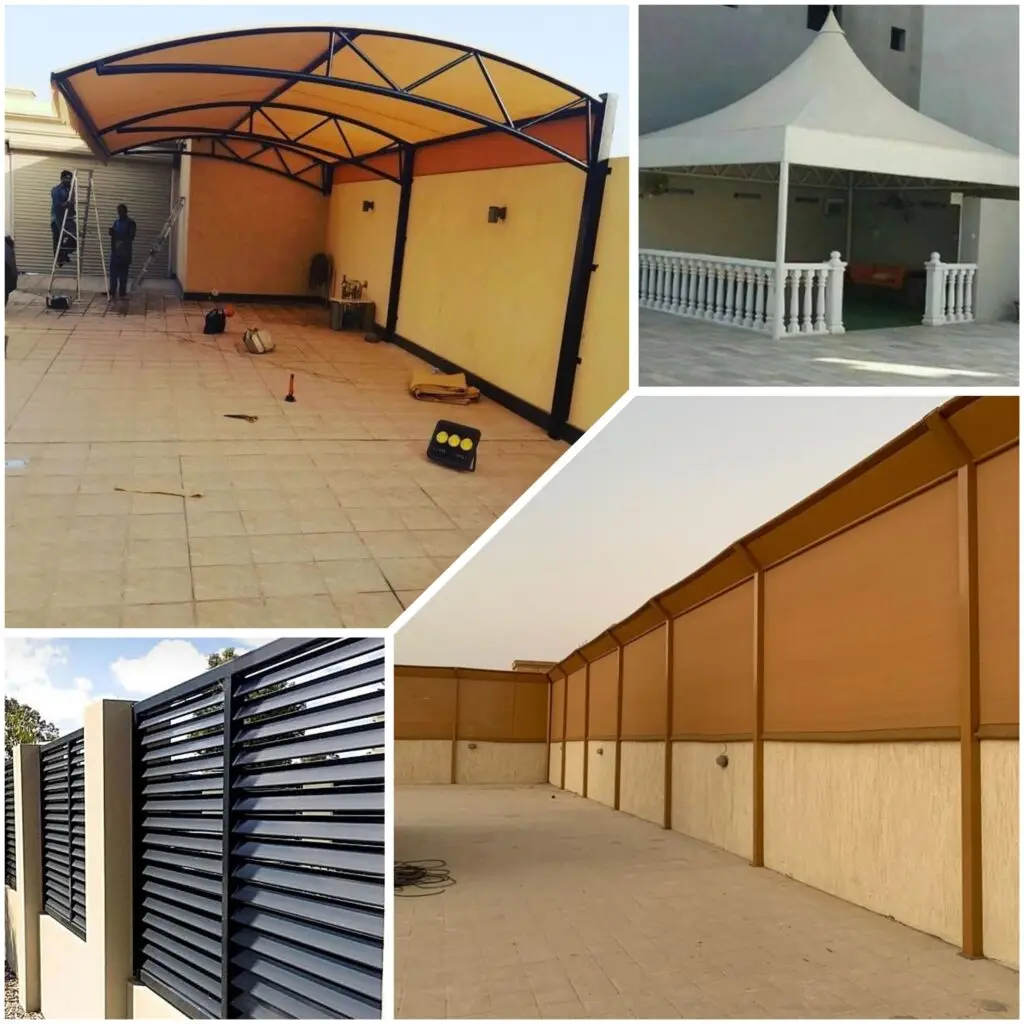 فريق فني يقوم بتركيب مظلات وسواتر باحترافية في مكة مشروع مظلات وسواتر جديد يبدأ بالتخطيط والتنفيذ الدقيق مظلات وسواتر للمنازل والمواقف بتصميم متين وجمالي تشطيب نهائي لمشروع مظلات وسواتر يضمن الجودة والمتانة