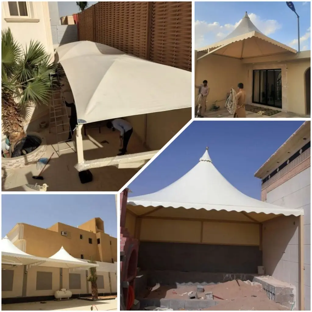 مظلات هرمية بتصميم جذاب للمواقف والساحات تركيب مظلات هرمية مقاومة للعوامل الجوية مظلات هرمية للمداخل والمنازل بتشطيب احترافي مظلات هرمية قوية تجمع بين الجمال والمتانة