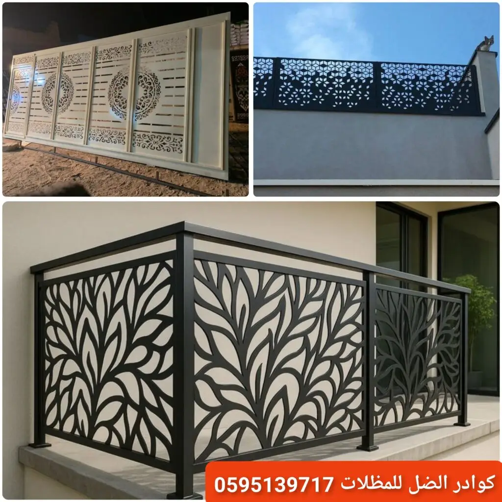 شخص يقوم بفحص سواتر حديد قبل الشراء مع مراعاة جودة الخامات والتصميم والمتانة.